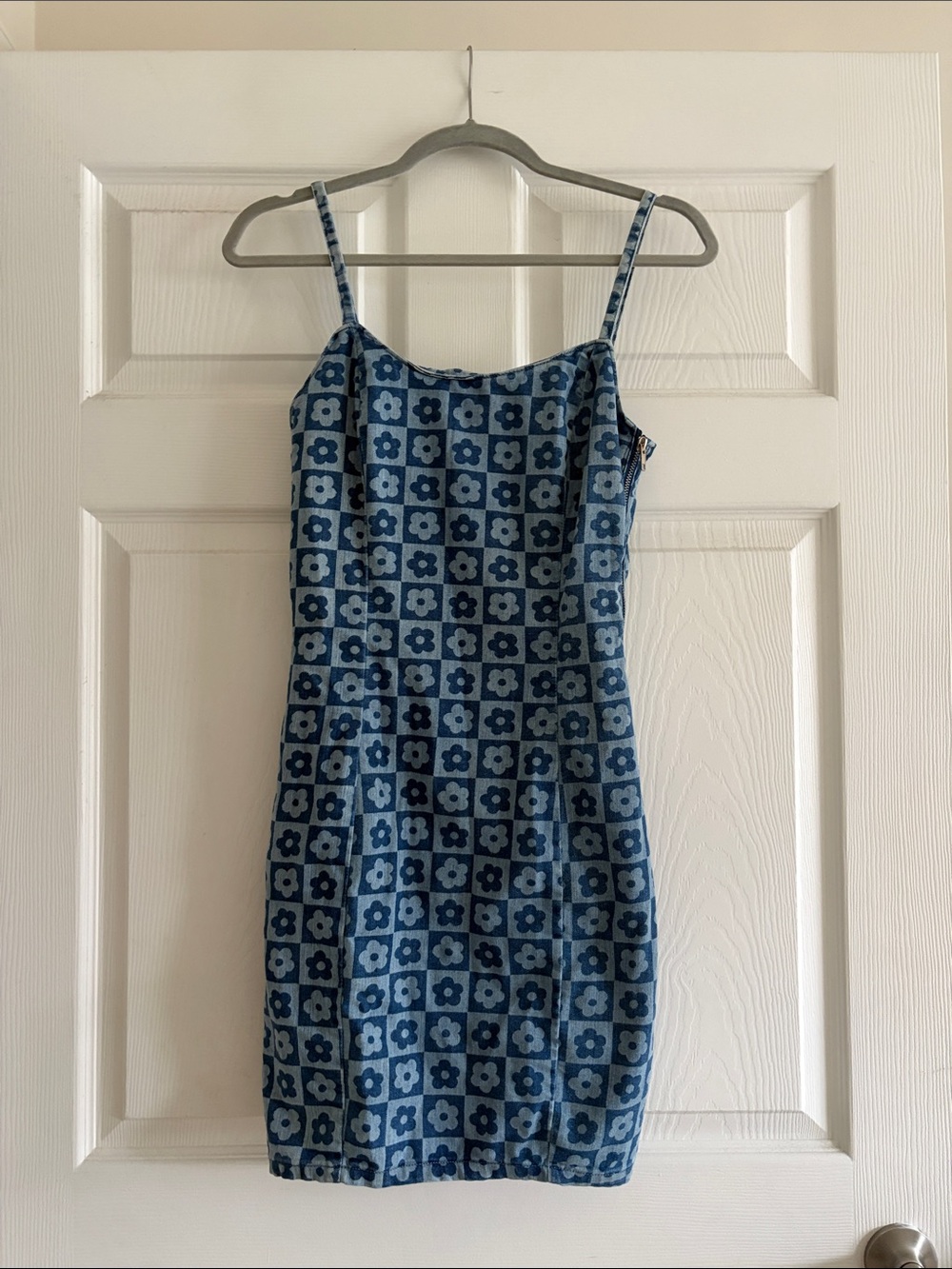 H&M Divided Blue Floral Check Mini Dress